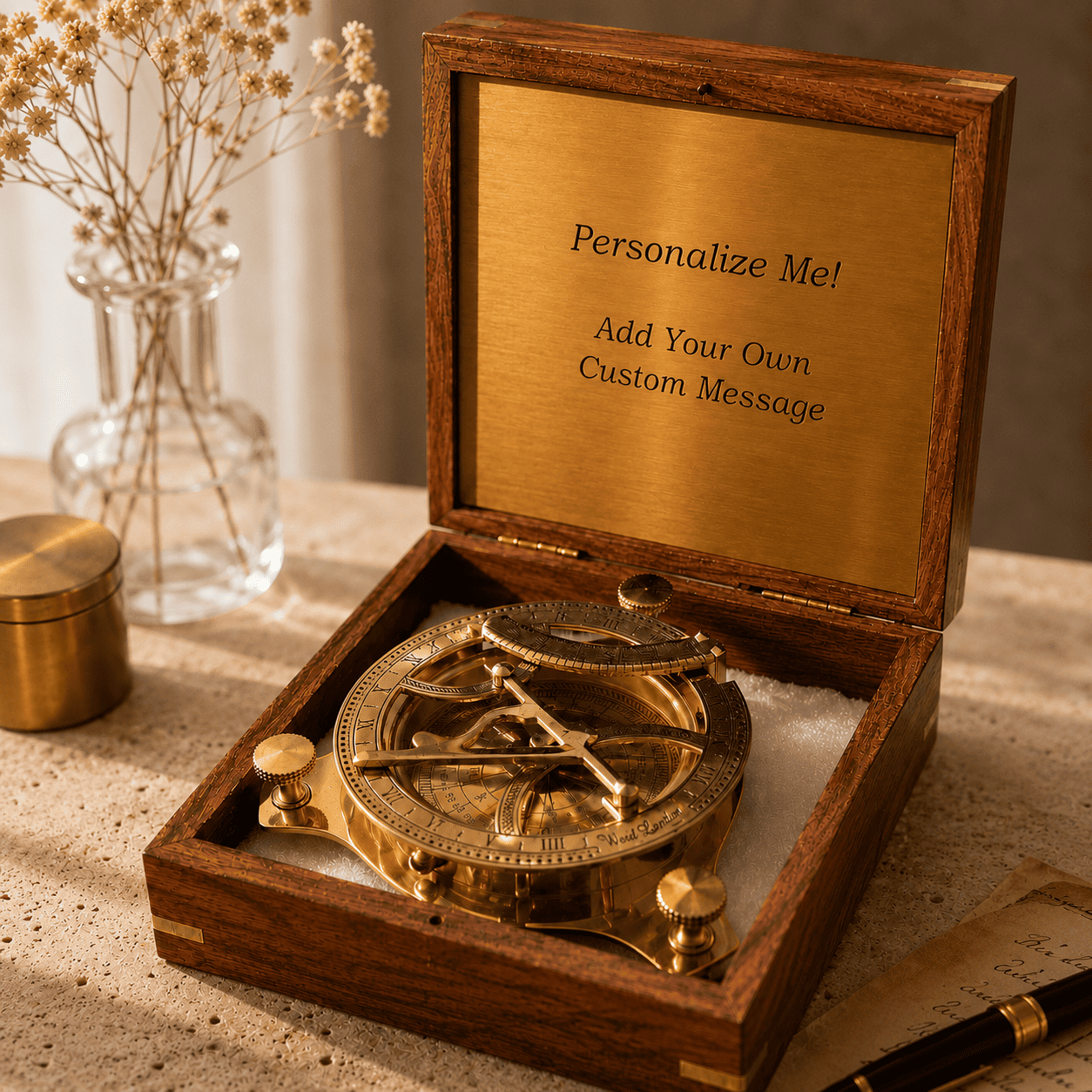 Personalized Brass Sundial Compass